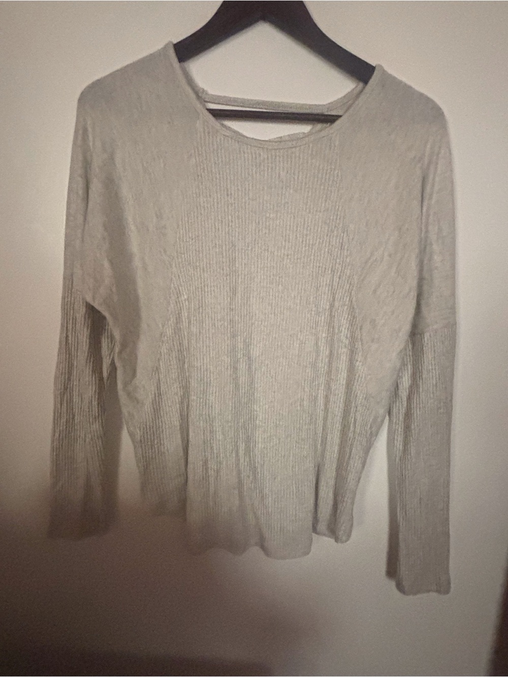 Hippie Rose Heather Gray Ribbed Long Sleeve Top